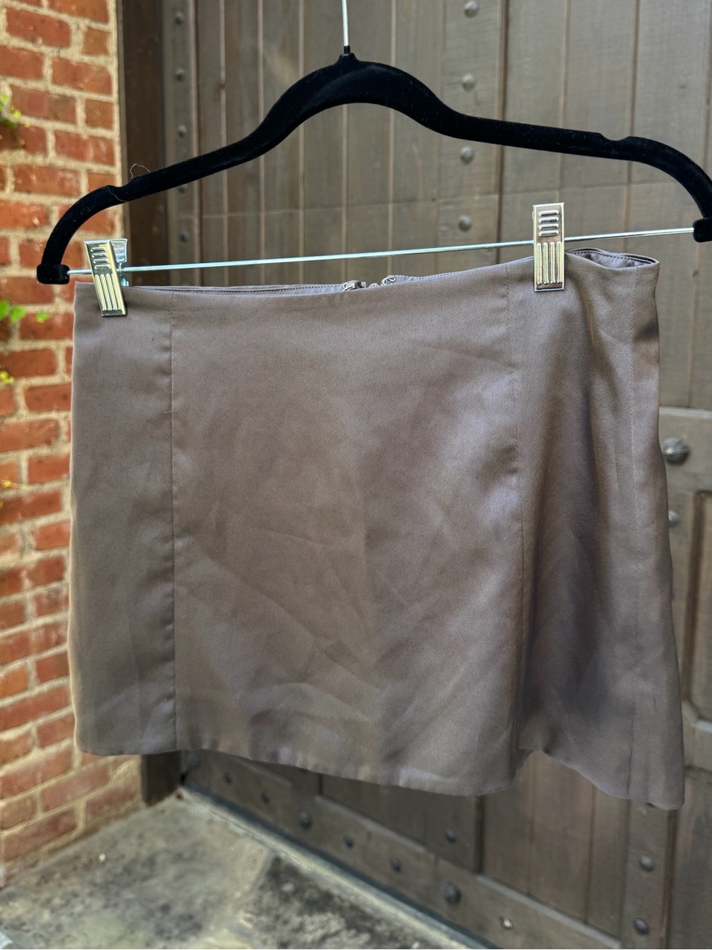 House of CB Taupe Satin Mini Skirt